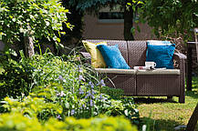 Диван пластиковий садовий Keter Corfu II Love seat, коричневий, фото 5