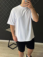 Летняя белая футболка оверсайз мужская спортивная базовая , Качественная свободная футболка белого цвета bmbl