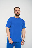 Летняя футболка синяя оверсайз мужская повседневная , Спортивная свободная футболка синяя хлопковая bmbl