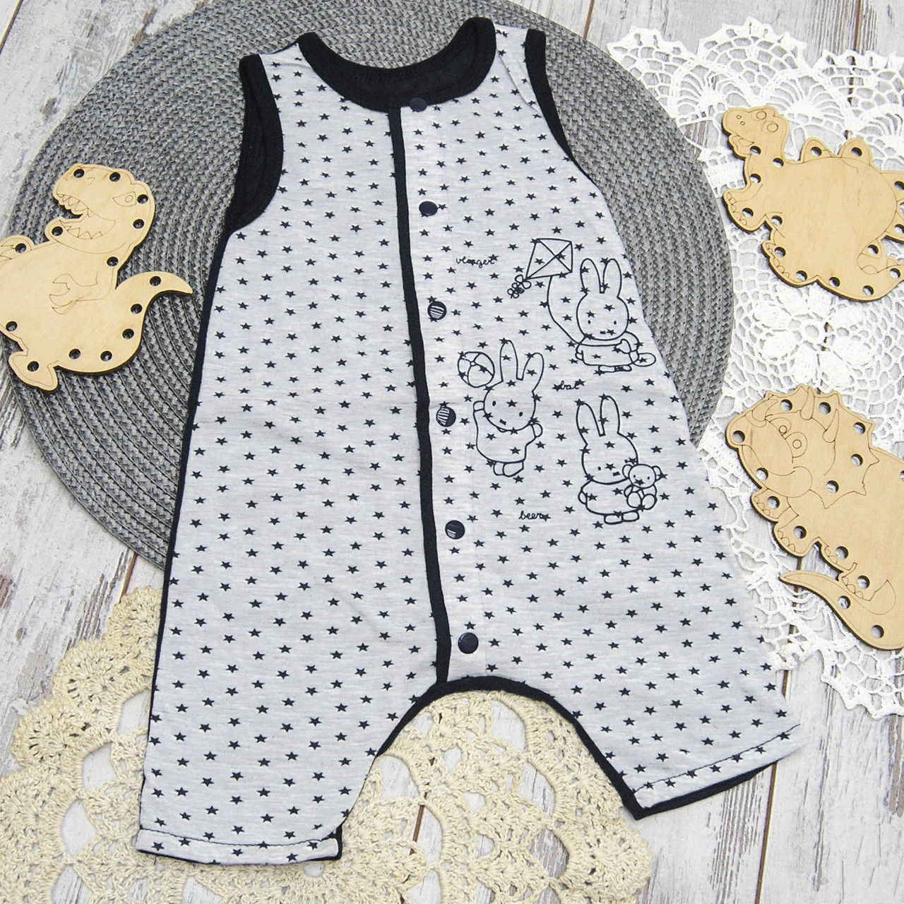 ГУРТОМ від 3 шт тонкий бавовняний пісочник ромпер боді для хлопчика новонароджених малюків літній бодік 3888 СН, фото 1