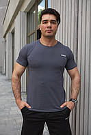 Темно-серая футболка Reebok спортивная мужская качественная , Летняя футболка Рибок графит классическая bmbl