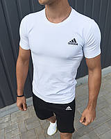 Белая футболка Adidas спортивная мужская качественная , Летняя футболка Адидас белого цвета классическая bmbl