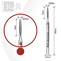 Фреза для манікюру алмазна RcR 263 016R "Полум'я" червона
