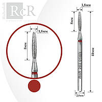 Фреза для манікюру алмазна RcR 263 018R "Полум'я" червона