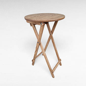 Високий дерев'яний круглий розкладний стіл із натурального дерева Вуличний складний столик для кав'ярні Ясен