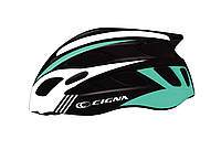 Шлем велосипедный черно-бело-бирюзовый CIGNA WT-016 58-61 см с белым козырьком 2022