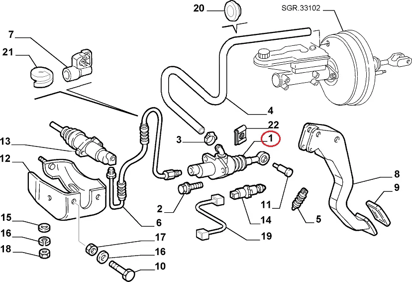 Циліндр зчеплення головний Fiat Ducato 230, Peugeot Boxer, Citroen Jumper (1994-2002), 1331560080, 218248, GP, Італія, фото 1