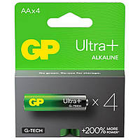 Батарейка щелочная GP Ultra Plus Alkaline 15AUPHM-2UE4 LR6 AA (пальчиковая) 1.5V трей 4шт/уп