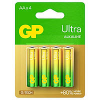 Батарейка щелочная GP Ultra Alkaline 15AU21-SB4 LR6 AA (пальчиковая) 1.5V блистер 4шт/уп