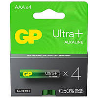 Батарейка щелочная GP Ultra Plus Alkaline 24AUP21-SB4 LR3 AAA (минипальчиковая) 1.5V блистер 4шт/уп