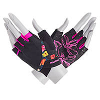 Перчатки для фитнеса MadMax MFG-770 Flower Power Gloves Black/Pink XS SND