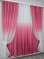 Шторы и тюли омбре Тюль в зал батист Тюль в современном стиле долговечная Готовые комплекты штор и тюль ярко розовый