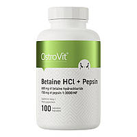 Натуральная добавка OstroVit Betaine HCl + Pepsin, 100 капсул CN15334 VB