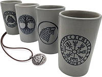 Набор кружек Töpferey Viking, глиняная кружка с гравировкой, средневековая кружка для кофе, серый,набор из 5шт