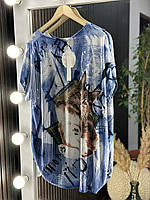 Стильная женская футболка, ткань "Креп Шифон" 50, 52, 54, 56, 58, 60 размер 50
