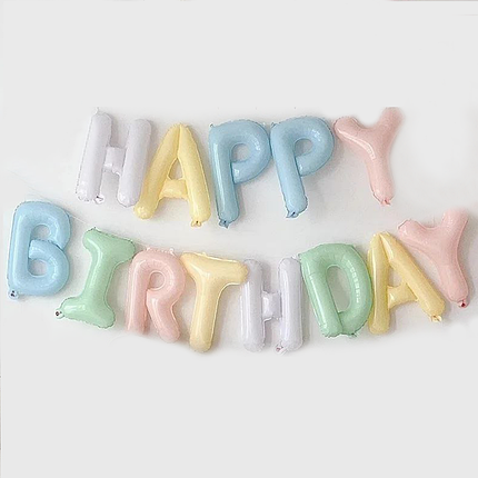 Фольговані надувні кульки Happy Birthday Ніжне асорті | Макарун, фото 1