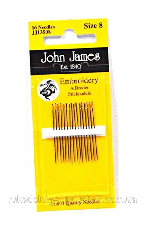 Набір голок для вишивки гладдю John James (Англія) Embroidery №7 (16шт) JJ13507, фото 1