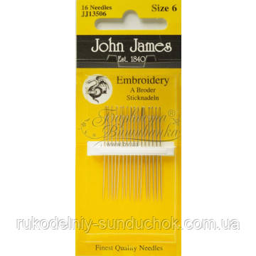 Набір голок для вишивки гладдю John James (Англія) Embroidery №6 (16шт) JJ13506