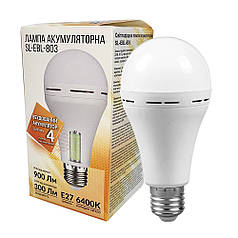 Світлодіодна лампа акумуляторна Євросвітло AC 9W DC3W E27 6400K SL-EBL-803 000058383