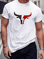 Мужская летняя футболка с оригинальной накаткой. Размер: 46, 48. Цвет: черный, белый.