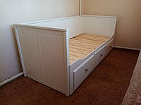Кровать трансфрмер раскладная с дерева и выдвижными тумбами для детей и подростков в белом цвете спальная JYF