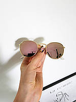 Женские зеркальные солнцезащитные очки розовые на маленькое или среднее лицо круглые, полукруглые, round