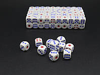 Кости игральные Duke для покера и настольных игр, белые с красно-синими точками, размер 12 мм