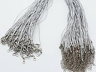 Шнурок на шею с застежкой Текстильный с карабином 50 см. Прочный Ремешок Фурнитура цвет Серебро