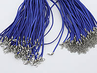 Синий Шнурок на шею с застежкой Замшевый с карабином 50 см. Текстильный прочный Ремешок