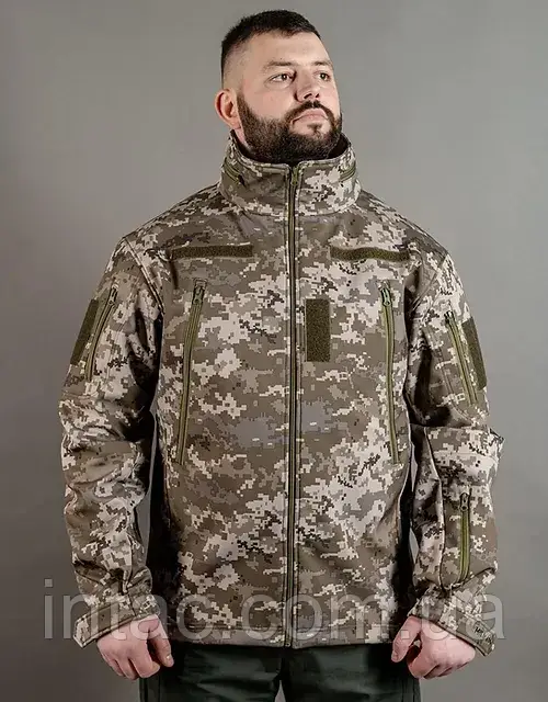 Куртка Патріот soft shell піксель ММ14 / Куртка для військових піксель / розмір XS - 3XL