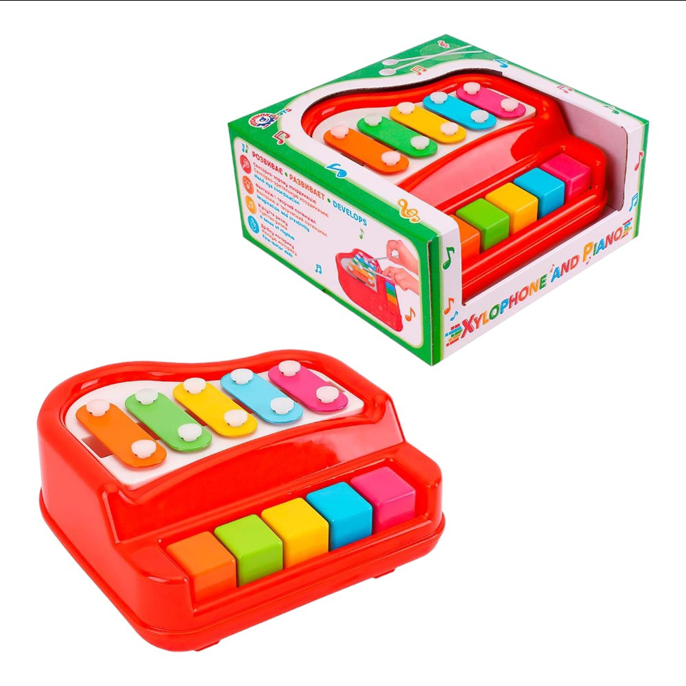 Дитячий музичний ксилофон Technok Toys (ударні палички 2 шт. у коробці) 8201 Червоний, фото 1