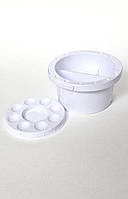 Пензлемийка пластикова з кришкою-палітрою кругла (16,3*8,8см), D.K.ART & CRAFT