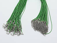 Зеленый Шнурок на шею с застежкой Замшевый с карабином 50 см. Текстильный прочный Ремешок