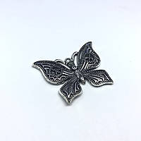 Металлический кулон - накладка для украшений серебряного цвета Подвеска для браслетов и сережек Бабочка 37х29м