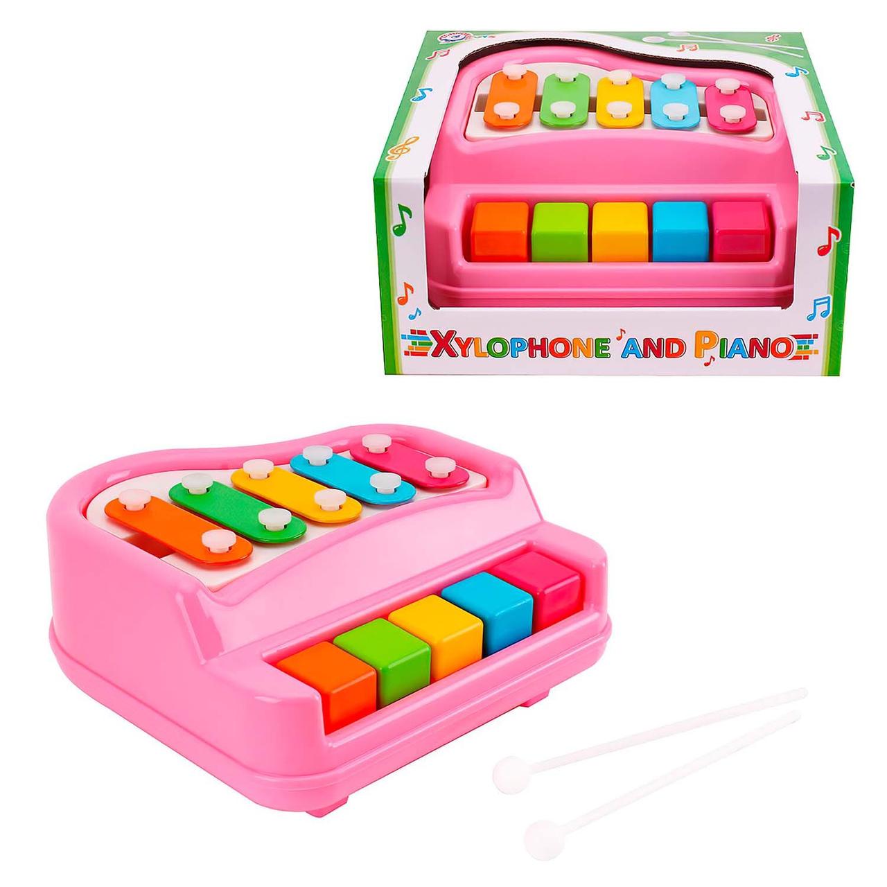 Дитячий музичний ксилофон Technok Toys (ударні палички 2 шт. в коробці) 7907 Рожевий, фото 1