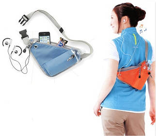 Сумка з кишенею під телефон і флягу (блакитна)