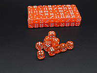 Игровые кубики оранжевые с белыми точками для покера, высотой 14 мм, закругленные углы