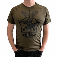 Тактична футболка Coolmax олива хакі Армійська потовідвідна футболка штурмова з принтом ДШВ