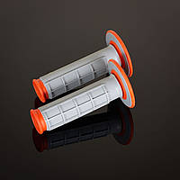 Грипсы RENTHAL MX DUAL COMPOUND 1/2 WAFFLE, двухкомпонентные, цвет серый/оранжевый