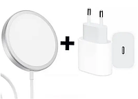 Комплект зарядки для iPhone Беспроводная зарядка MagSafe Charger и сетевой зарядный блок 20W