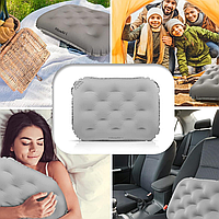 Серая надувная подушка для туриста Подушка Terra PillowAir 54×40×12 см Компактная Подушка с чехлом