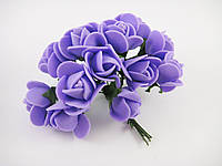 Роза фиолетовая полиуретановая на проволоке 12шт/пучок для рукоделия, хобби, декора