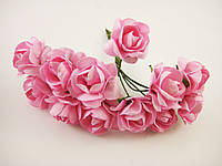 Роза светло-розовая полиуретановая на проволоке 12шт/пучок для рукоделия, хобби, декора