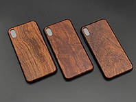 Противоударный чехол для телефона iPhone XS MAX деревянный "темная черешня" под гравировку