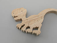 Дерев'яний пазл у формі тварини "Динозавр Велоцираптор" 13х9 см з екоматеріалу