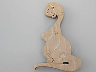 Пазл для детей деревянный в виде животного "Динозавр Бронтозавр" 18х11 см из экоматериала