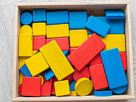 Блоки Д'єня з натурального дерева 25х18 см дитяча іграшка конструктор на 48 деталей