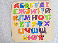 Детская деревянная игрушка "Алфавит" украинский цветной 25х25 см из натурального дерева