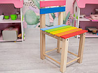 Стульчик детский деревянный разноцветный 45х25х25 см мебель из натурального дерева