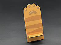 Универсальная подставка деревянная настольная для смартфона "Лапка медведя" оранжевого цвета18х8см
